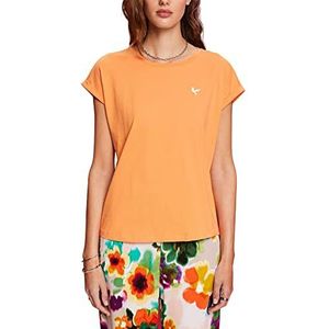 ESPRIT T-shirt met mini-print, 100% katoen, oranje, L