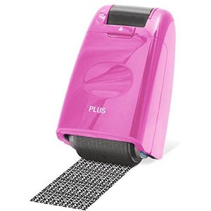 PLUS Japan, Privacy Rolstempel Camouflage in roze, tekstzwart, identiteitsbescherming, per stuk verpakt (1 x 1 rolstempel)