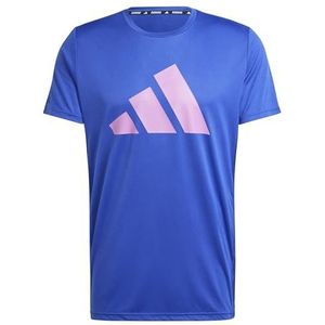 adidas Heren Run It Stripes Tee, semi lucid blue, L