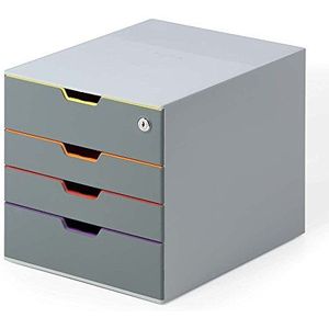 Durable 760627, Ladebox afsluitbaar (Varicolor 4 Safe) 4 compartimenten, met etiketten voor het etiketteren, meerkleurige laden