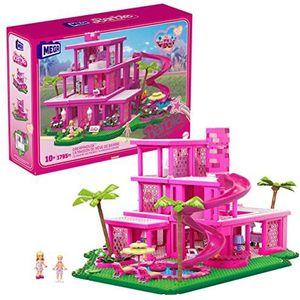 MEGA Barbie The Movie, bouwspeelgoed voor volwassenen, replica van het droomhuis met 1795 onderdelen, micropoppen Barbie en Ken en accessoires, voor verzamelaars, HPH26