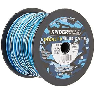 SpiderWire Stealth® Superline, blauwe camo, 45,4 kg | 45,3 kg, 1500 yd | 1371 m gevlochten vislijn, geschikt voor zoutwater- en zoetwateromgevingen