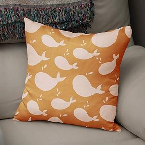 Bonamaison Decoratieve kussenhoes oranje & gebroken wit, gooien kussenslopen, huis decoratieve kussenslopen voor woonkamer, bank, slaapkamer, maat: 50x50 cm - ontworpen en vervaardigd in Turkije