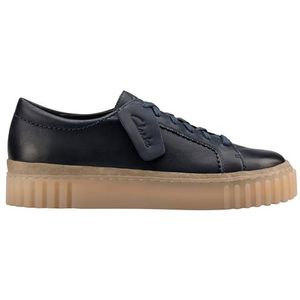 Clarks Premium Mayhill Walk Sneakers voor dames, marineblauw leer, 6.5 UK, marine leer, 39.5 EU