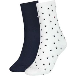 Tommy Hilfiger - Damessokken - Off White Met Blauw - Katoen - 2-Pack
