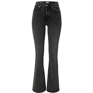 Urban Classics Dames High Waist Flared Denim Pants Jeans Dames, Zwart-zwaar zuur gewassen