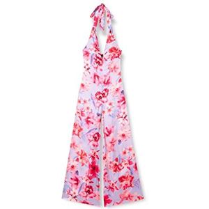 Pinko Tragische overall satijn bloemenprint avondjurk dames, Ynb_lila/roze ch/fuchsia, 44 NL
