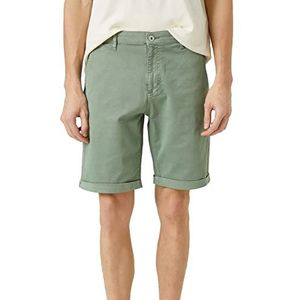 Koton Basic bermuda shorts voor heren, katoenen zak, gedetailleerde buttoned, groen (786), 48