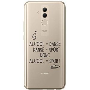 Zokko Beschermhoes voor Huawei Mate 20 Lite alcoholdans, zacht, transparant, witte inkt