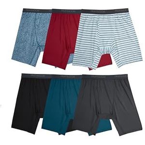 Fruit of the Loom Standaard 4-weg boxershort voor heren | Lichtgewicht en vochtafvoerend ondergoed, normale kofferbak, lange benen - Micro Stretch-kleuren kunnen variëren