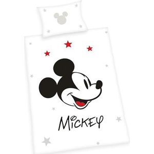 Herding Beddengoed, Mickey Mouse, Disney, kussensloop 40 x 60 cm, omkeerbaar, dekbedovertrek 100 x 135 cm, met ritssluiting, 100% katoen