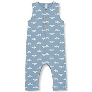 Petit Bateau Lange jumpsuit voor meisjes van fleece met vogelopdruk voor baby's, Rover/Marshmallow, 6 Maanden