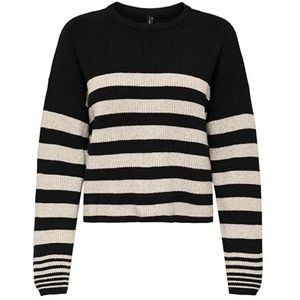 ONLY - ONLKatia - Gebreide Trui - Lichtbeige / Zwart