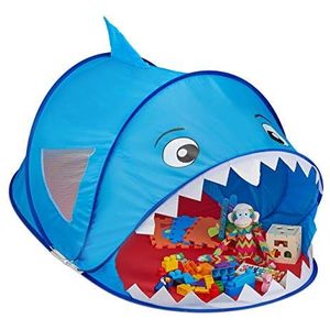 Relaxdays Speeltent Haai - Pop-up Kindertent - Tent Kinderen - Speelgoedtent - Blauw