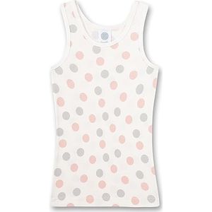 Sanetta Meisjes-onderhemd wit dots-allover | Hoogwaardig onderhemd voor meisjes van een katoenmix. |Ondergoed voor meisjes maat, beige, 116 cm
