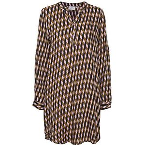 KAFFE Dames-T-shirt, tuniek met oprolbare mouwen, oversized lange blouse, casual jurk, candy roze/thrush vlechten print, 42
