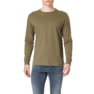 Build Your Brand Heren Longsleeve met Cuffrib T-shirt, olijfgroen, M