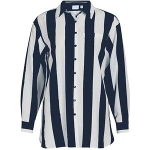 Vidancy L/S Long Shirt/Pb, Navy Blazer/Stripes: cloud Dancer, 38