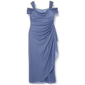 Gina Bacconi Jurk met blote schouders en glitters, mesh met gedrapeerde rok en collier, cocktailjurk, voor dames, Blauw, 40