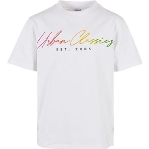 Urban Classics Jongens T-shirt Boys Script Logo Tee White 110/116, wit, 110/116 cm