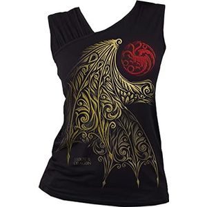HBO - House of The Dragon - Wing Logo - Verzamelde Schouder Schuine Vest Zwart, Zwart, S