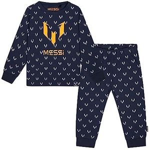 Messi Baby-slaappak, blauw logo-patroon, officiële kleding voor kinderen, wit, marineblauw, 6 Maanden