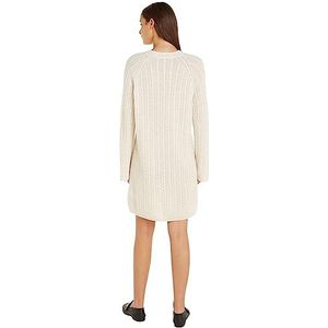 Tommy Hilfiger Dames Zachte Wol Ao Kabel C-nk Jurk Trui, Beige (Cashmere Creme), S