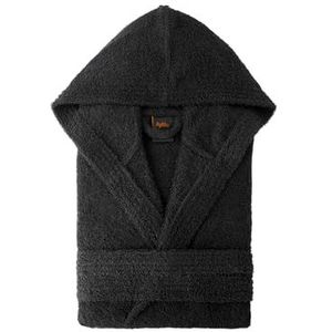 Top Towel Elegante badjas voor dames en heren, 100% katoen, 500 g/m², met capuchon of zonder capuchon, zacht en absorberend voor douche, spa en zwembad, Zwart, M