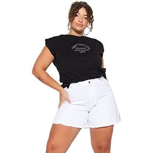 Trendyol Plus Size Shorts & Bermuda - Wit - Hoge Taille,Wit,44, Wit, 42 grote maten