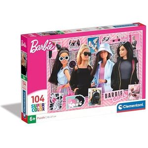 Clementoni - Barbie Supercolor puzzel Barbie 104 stukjes kinderen 6 jaar, puzzel cartoons, Made in Italy, meerkleurig, 25754