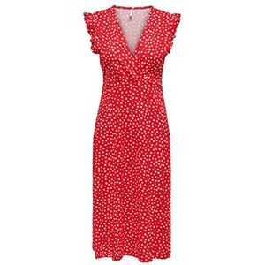 ONLY Onlmay S/L WRAP Dress Box JRS Midi Jurk, High Risk Red, XS, rood (high risk red), XS
