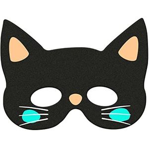 Folat 67990 Kattenmasker, kattenmasker voor carnaval, Halloween, feesten en carnaval, feestjes, gezichtsmasker, zwarte kat