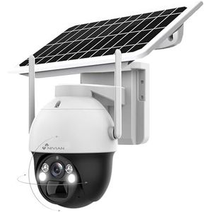 Nivian Bewakingscamera 360 graden 4G (sim) + zonnepaneel 7 W batterij, lange levensduur, 18000 mAh, 2 K, bewegingsdetectie en menselijke herkenning, geschikt voor buiten, nachtzicht, leds,
