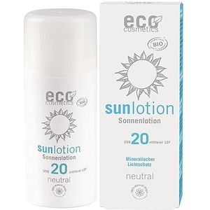 eco cosmetics Eco zonnelotion neutraal LSF 20+, waterbestendig, veganistisch, zonder microplastic, natuurlijke cosmetica voor gezicht en lichaam, 1 x 100 ml