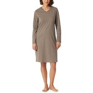 Schiesser Dames lange mouwen 100% katoen Sleepshirt Bigshirt 100 cm Lengte-Nightwear Nachthemd, Taupe, 38, Taupe, 38