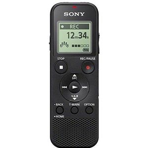 Sony ICD-PX370 digitale mono voicerecorder met geïntegreerde USB (dicteerapparaat, MP3-opname, 57 uur opnametijd, 4GB geheugen, geoptimaliseerde voicerec vermindert omgevingsgeluiden) zwart