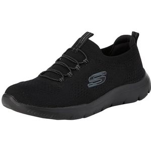 Skechers Dames Summits, zwart gebreid/trim, 8 UK, Zwarte gebreide rand, 41 EU
