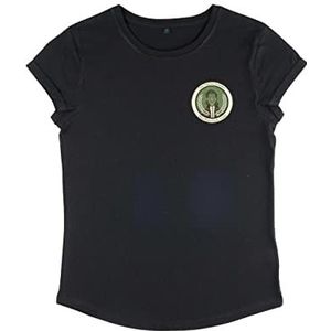 Marvel Dames Loki Badge Rolled Sleeve T-Shirt, Zwart, XL, zwart, XL