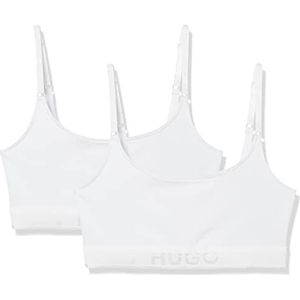 HUGO 2-Pack Tonal Logo Cotton Stretch Bralettes Chalk White