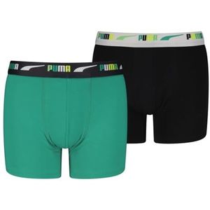 PUMA Boys bedrukte elastische boxer, 2 stuks, Sparkling Green Combo, 134/140 cm