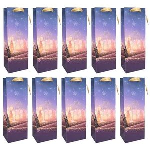 Idena 30493-10 - Fleszakjes Vrolijk Kerstfeest, 10 stuks, geschenktasjes in de maat 12 x 36 x 9 cm, papieren tasjes voor Kerstmis