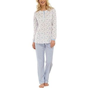 Schiesser Tweedelige pyjama voor dames, lang, 1/1 mouw, beige (natuurlijk wit 412), 54