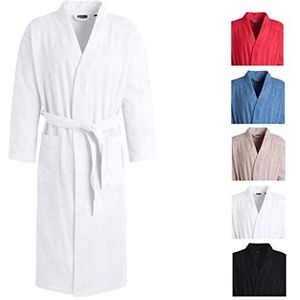 Egeria Topas uniseks badjas in kimon-vorm voor dames en heren, maat XL, kleur wit