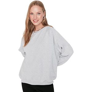 TRENDYOL Dames Crew Neck Effen Oversized Sweatshirt, grijs, XL