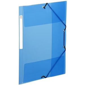 Viquel - A4 kunststof mappen met flappen en identificatielabel aan de zijkant - Transparante hoezen met elastieksluiting - A4 documentenopslag - Doorschijnend blauw