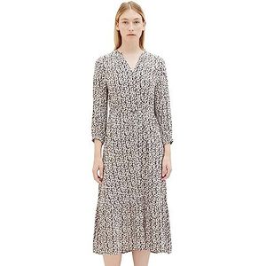 TOM TAILOR Maxi-jurk voor dames, met patroon en knoopdetail, 33766-grijs bloemendesign, 44