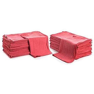 Schoonmaakoplossingen Winkel Handdoeken (Pack van 50) 12 ""x 14"" Herbruikbare katoenen handdoeken - Perfect voor reiniging, monteur, auto en thuis. Commerciële kwaliteit winkel vodden (rood)