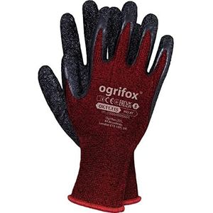 Ogrifox OX-MELAT Latex Handschoenen, Beschermende Handschoenen, Rubber Handschoenen Beschermende Handschoenen, Rood-Zwart, 7 Maat, 240 Paar