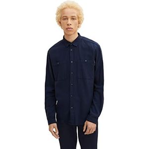 TOM TAILOR Denim Uomini Overshirt met borstzak 1032374, 28146 - Navy Shades Twill, S