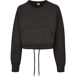 Urban Classics Dames pullover oversized raglan sweatshirt met heuptas, zwart, S